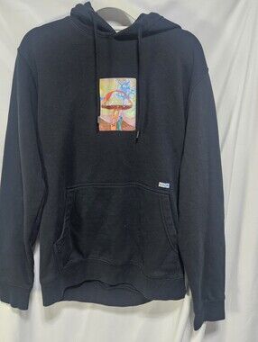RVCA Sage Vaughn Black Graphic Pullover Hoodie S Artist Skate Surf Streetwear